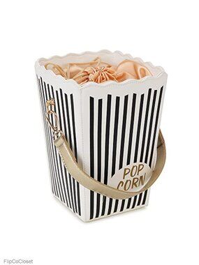 Popcorn Shaped Crossbody Bag Women Novelty Leather Purse Detachable Chain Strap